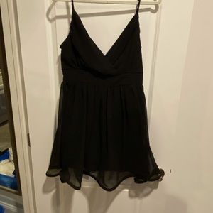 Black Chiffon Flowy Mini Dress